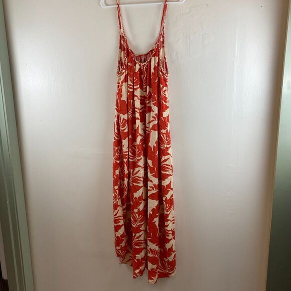 XIX Palms x Tribal Napali Hi Low Maxi Orange Floral Resort Spring Break Hawaii L - Picture 6 of 12